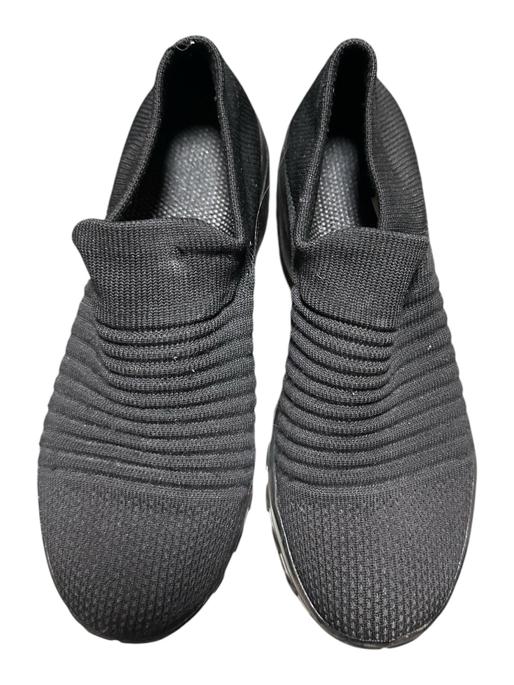 STQ Women's Slip On Walking Shoes Size 8.5 Black Knit Memory Foam Sneakers.